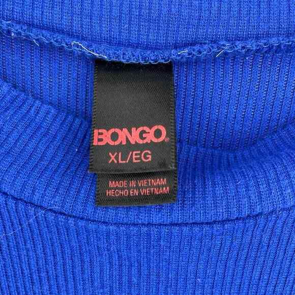 Bongo Shirt Womens Extra Large Blue Cropped Short Sleeve Top 80s Hip Hop Stretch - Picture 2 of 9